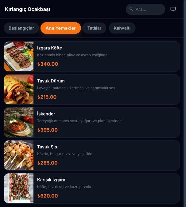 Misafirin telefonunda açılan menü